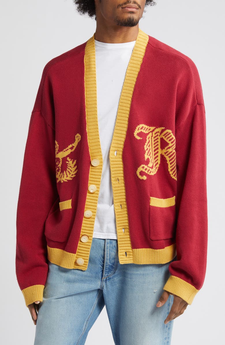 Falling Forward Rumson Boxing Varsity Cardigan, Main, color, 