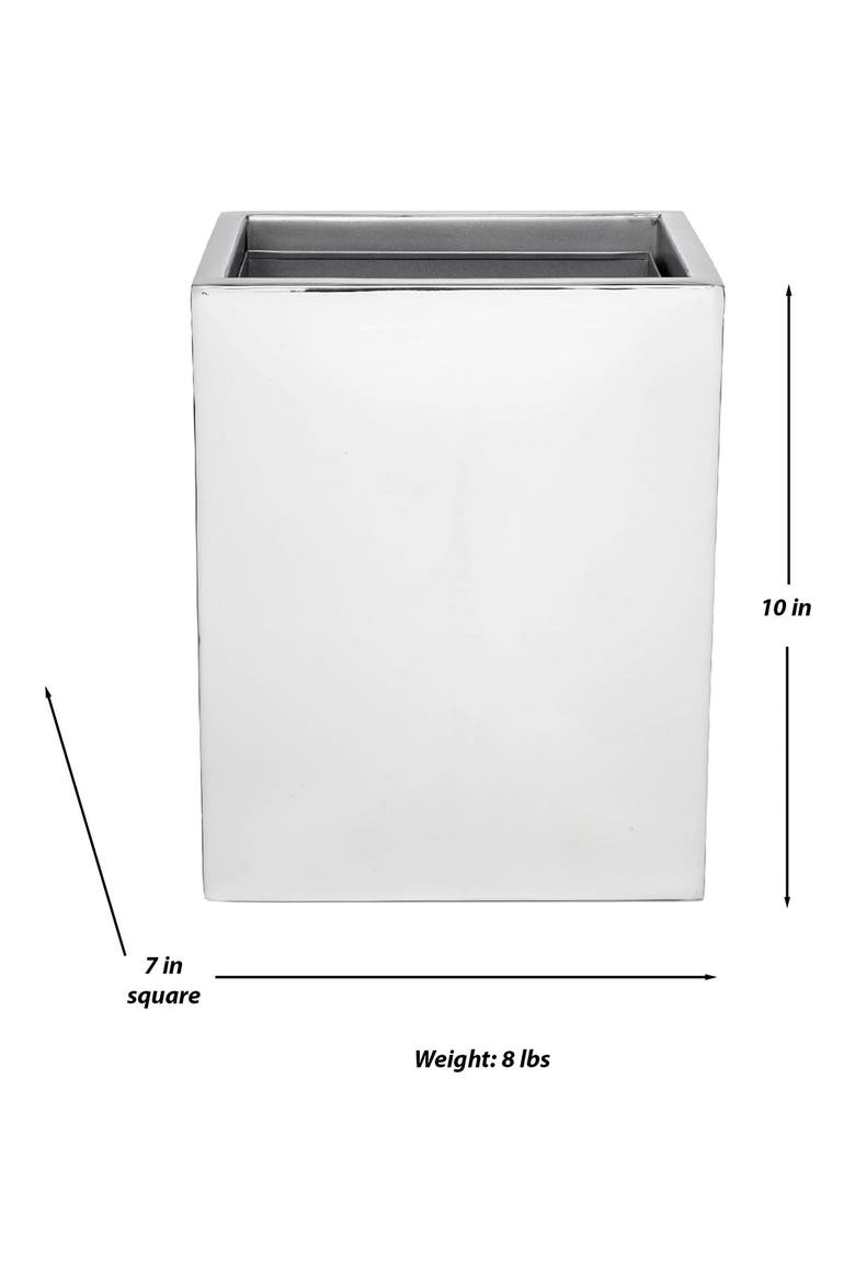 Stainless Steel Rectangular Waste Basket, Alternate, color, SILVER