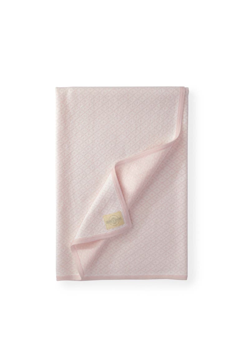 Baby Jacquard Sweater Blanket, Main, color, Rose with Rose Binding