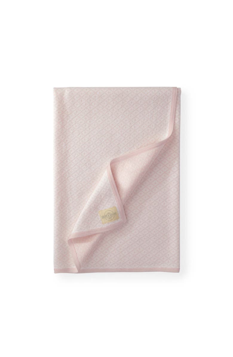 Hope & Henry Baby Jacquard Sweater Blanket, Main, color, Rose With Rose Binding