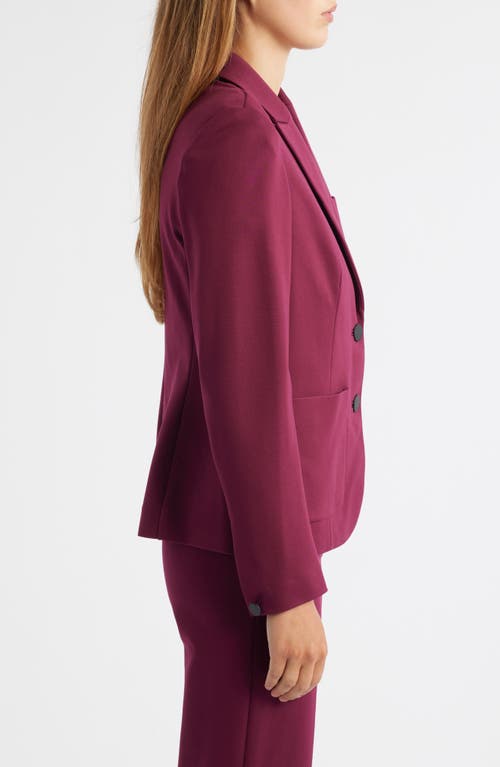 Anne Klein Womens Double Button Triple Pocket Peak Lapel Jacket Sequined Short Sleeve Triple Mesh Top Solid Wid In Burgundy