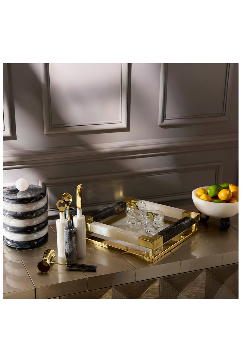 Como Barware Set, Alternate, color, Black / White Marble