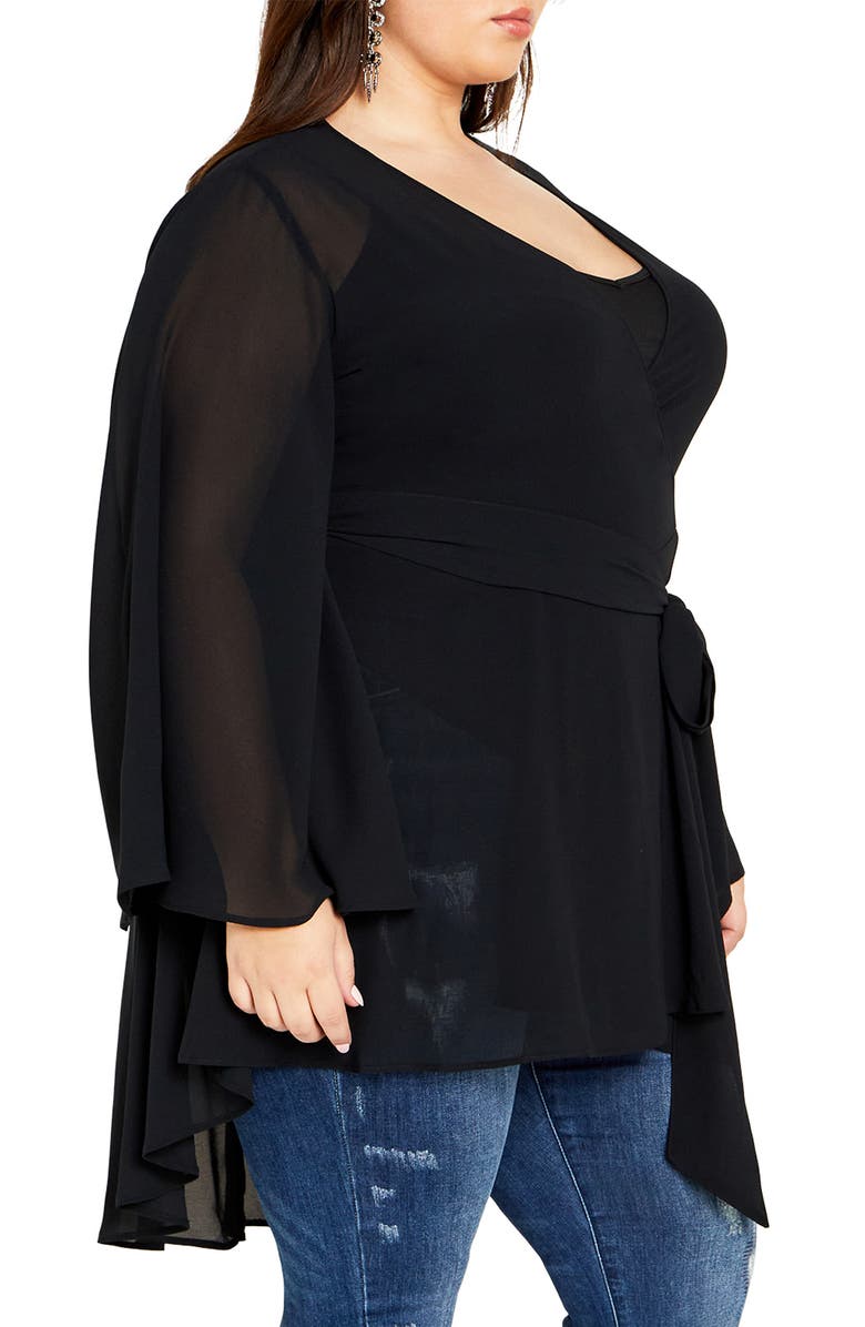 City Chic Fleetwood Chiffon Wrap Tunic, Alternate, color, 