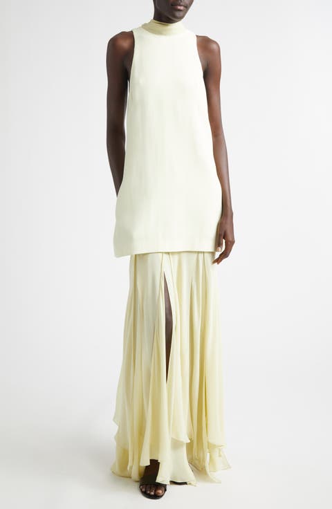 The Leonie Layered Crepe & Silk Chiffon Dress