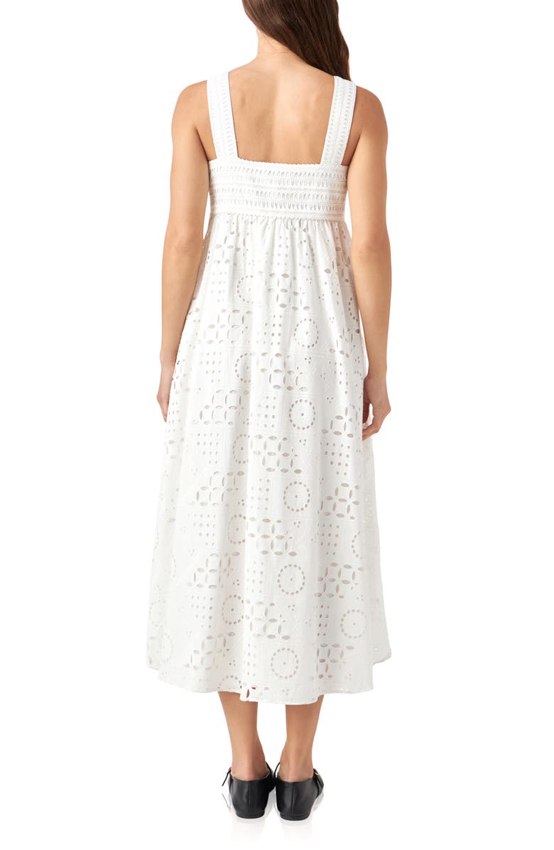 English Factory Broderie Anglaise Cotton Sundress, Alternate, color, White