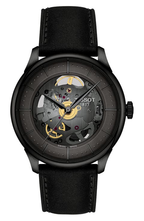 Chemin des Tourelles Leather Strap Watch, 39mm