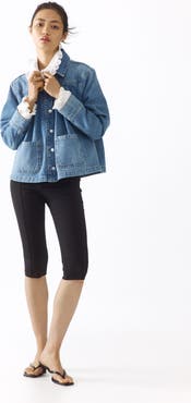 H&M Oversized Pleated Denim Jacket