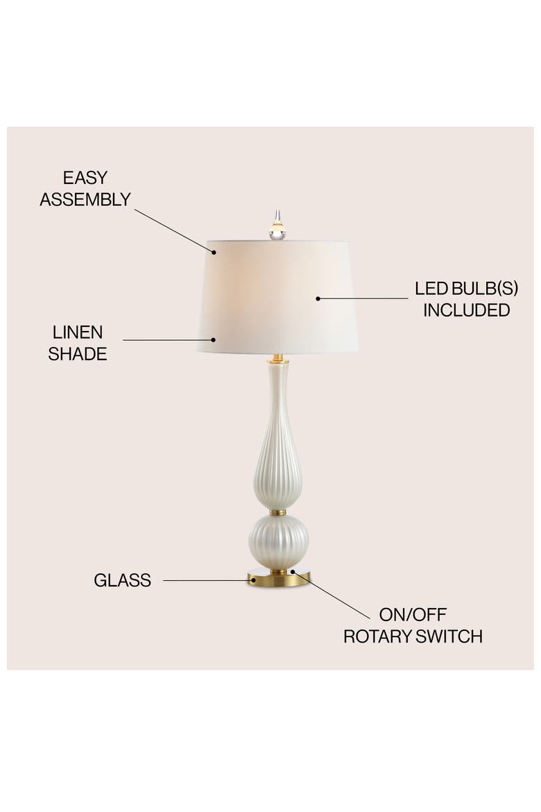 Gillian 33.7" Glass LED Table Lamp, White, Alternate, color, White