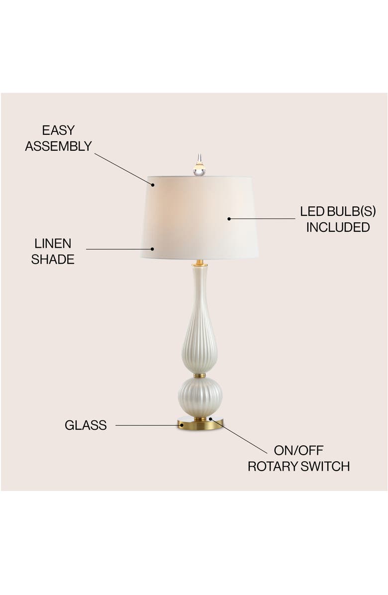 JONATHAN Y Gillian 33.7" Glass LED Table Lamp, White, Alternate, color, 