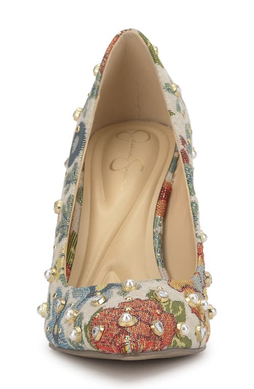 Jessica Simpson Welica Embellished Jacquard Pump In Multi