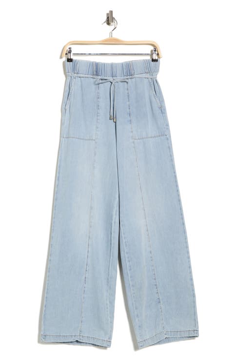 Drapey High Waist Tie Wide Leg Jeans