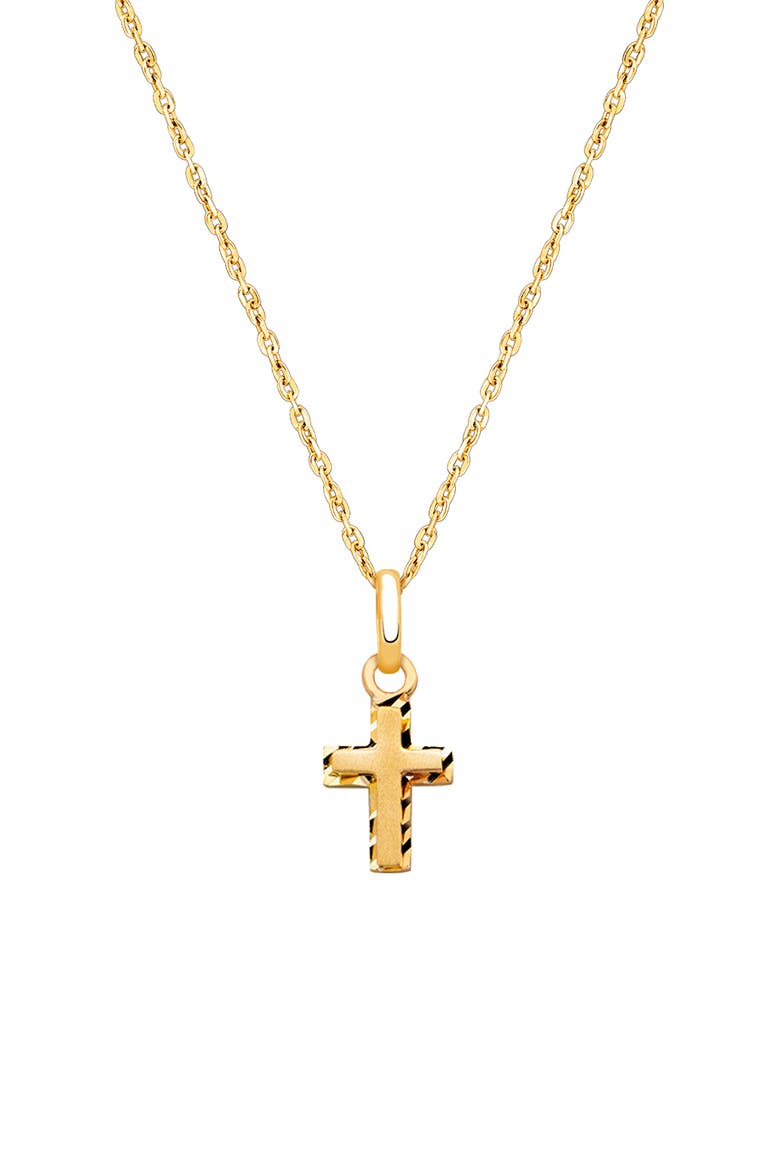 14K Gold Beautifully Beveled Cross 12-14" Necklace, Main, color, 14K Yellow Gold