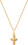 Tiny Blessings 14K Gold Beautifully Beveled Cross 12-14" Necklace