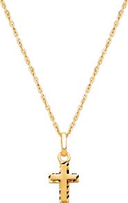 Tiny Blessings 14K Gold Beautifully Beveled Cross 12-14" Necklace