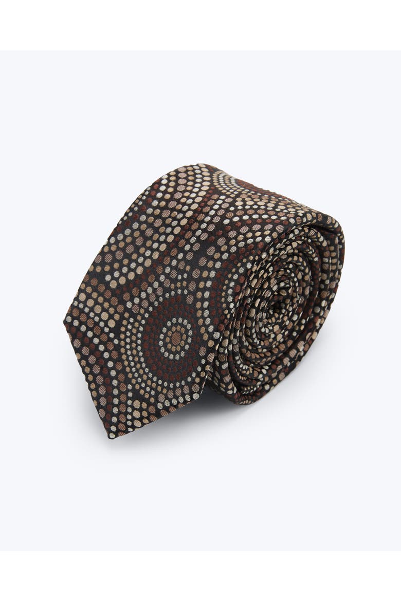 Halo Dots Silk Jacquard Tie, Main, color, Brown