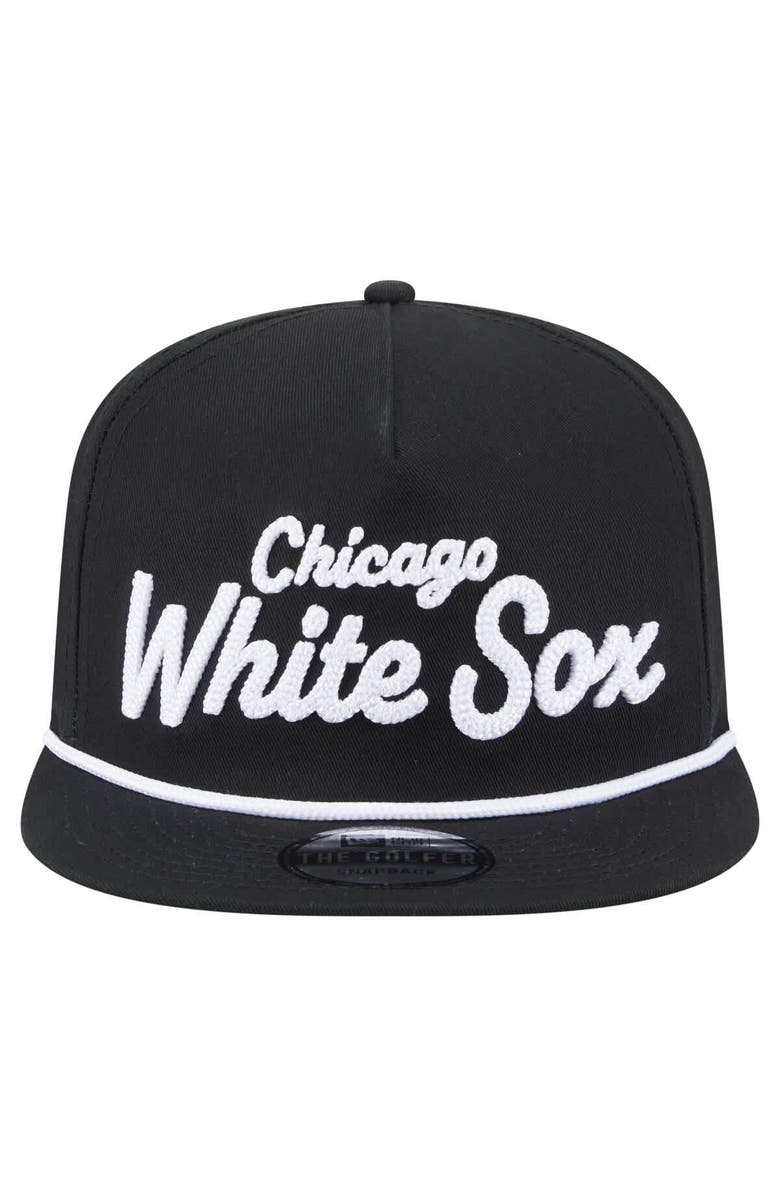 New Era Men's New Era Black Chicago White Sox Team Text Golfer Snapback Hat, Alternate, color, 