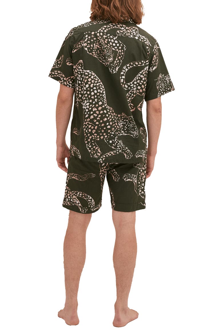 Cuban Print Cotton Short Pajamas, Alternate, color, GREEN