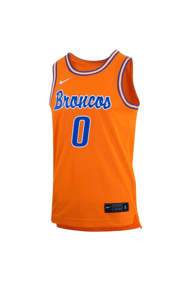 Men's Nike #0 Orange Boise State Broncos Retro Replica Basketball Jersey, Alternate, color, Orange
