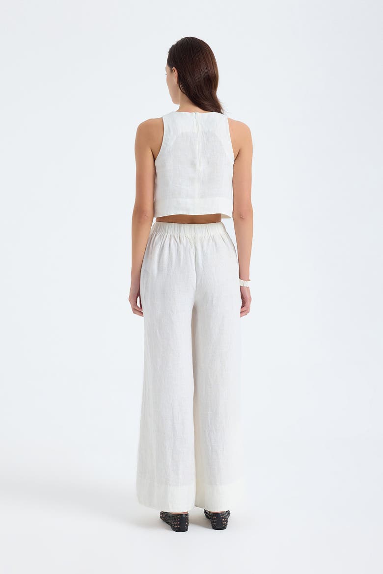 Ciel 100% Linen High-Waist Wide-Leg Pants, Alternate, color, White