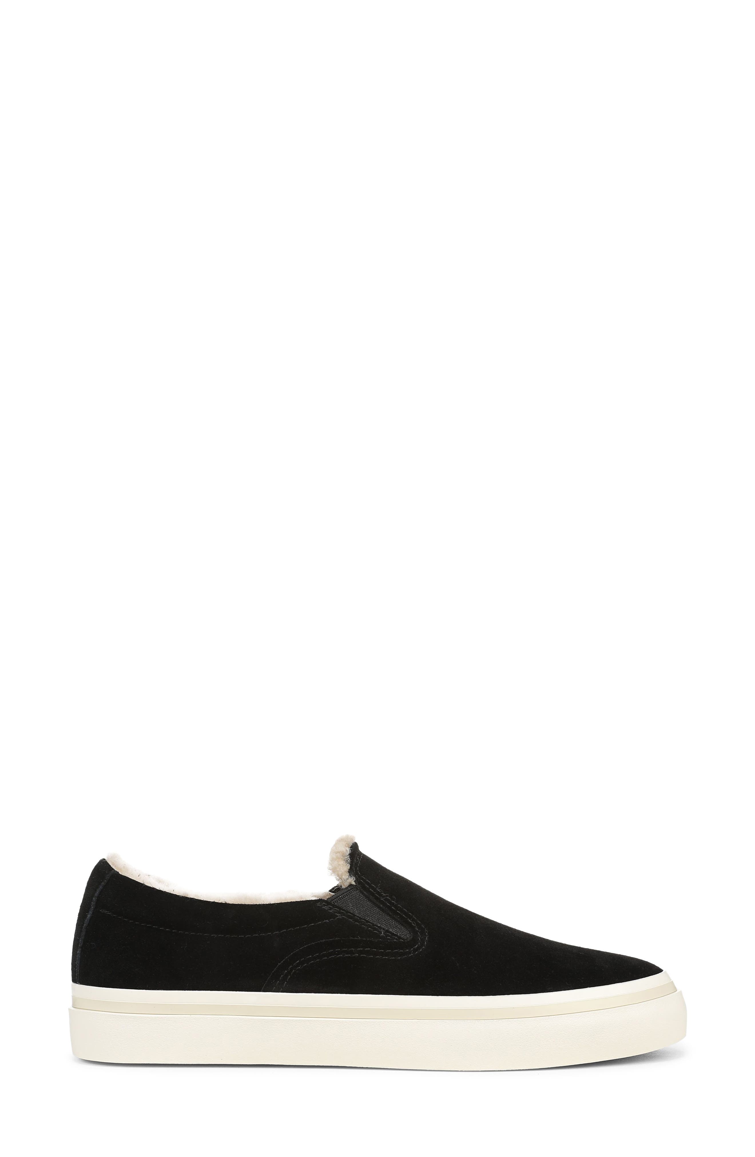 Blair Genuine Shearling Trim Slip-On Sneaker, Alternate, color, BLACK SOFT LEATHER