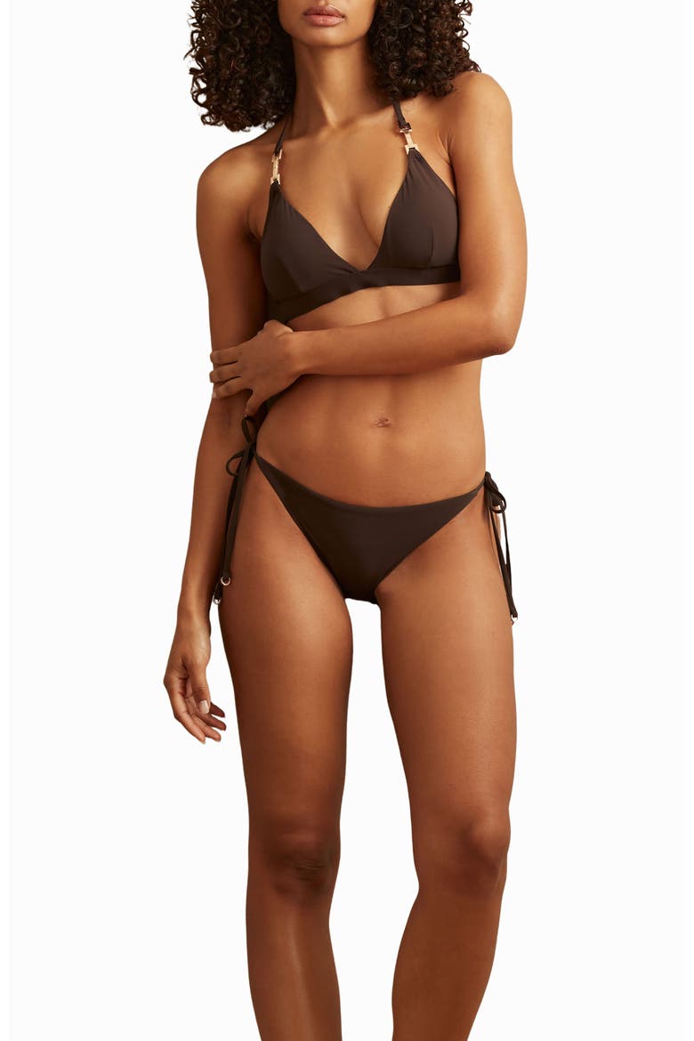 Riah Side Tie Bikini Bottoms, Alternate, color, CHOCOLATE