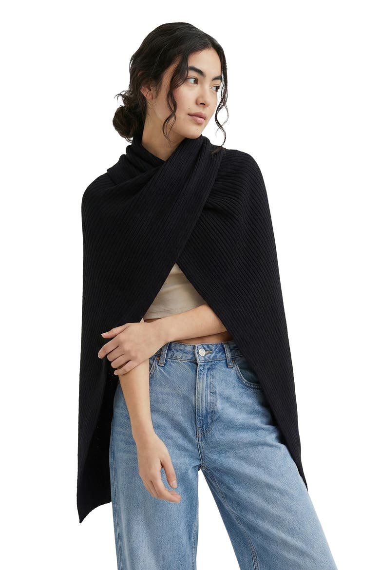 Drape Rib Wrap, Alternate, color, BLACK