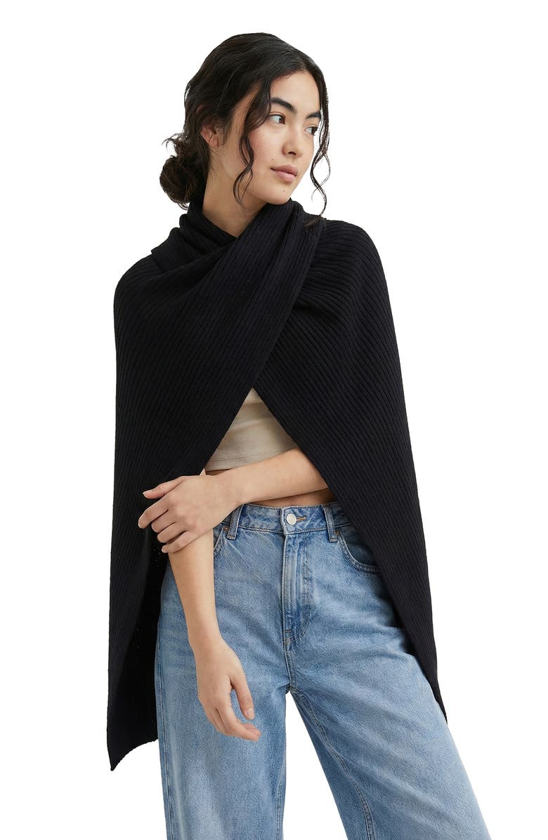 SAACHI Drape Rib Wrap, Alternate, color, Black