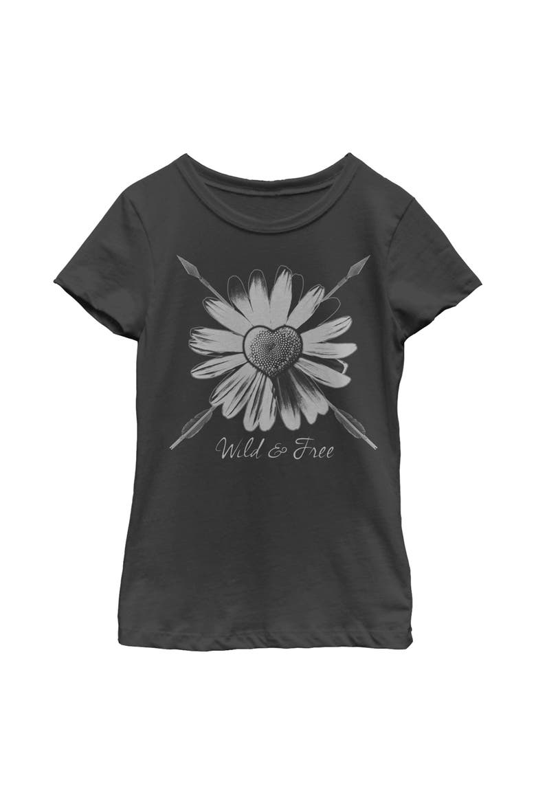 Girl's Lost Gods Wild and Free Sunflower Arrow  Graphic T-Shirt, Main, color, Black