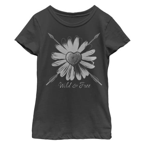 Girl's Lost Gods Wild and Free Sunflower Arrow  Graphic T-Shirt