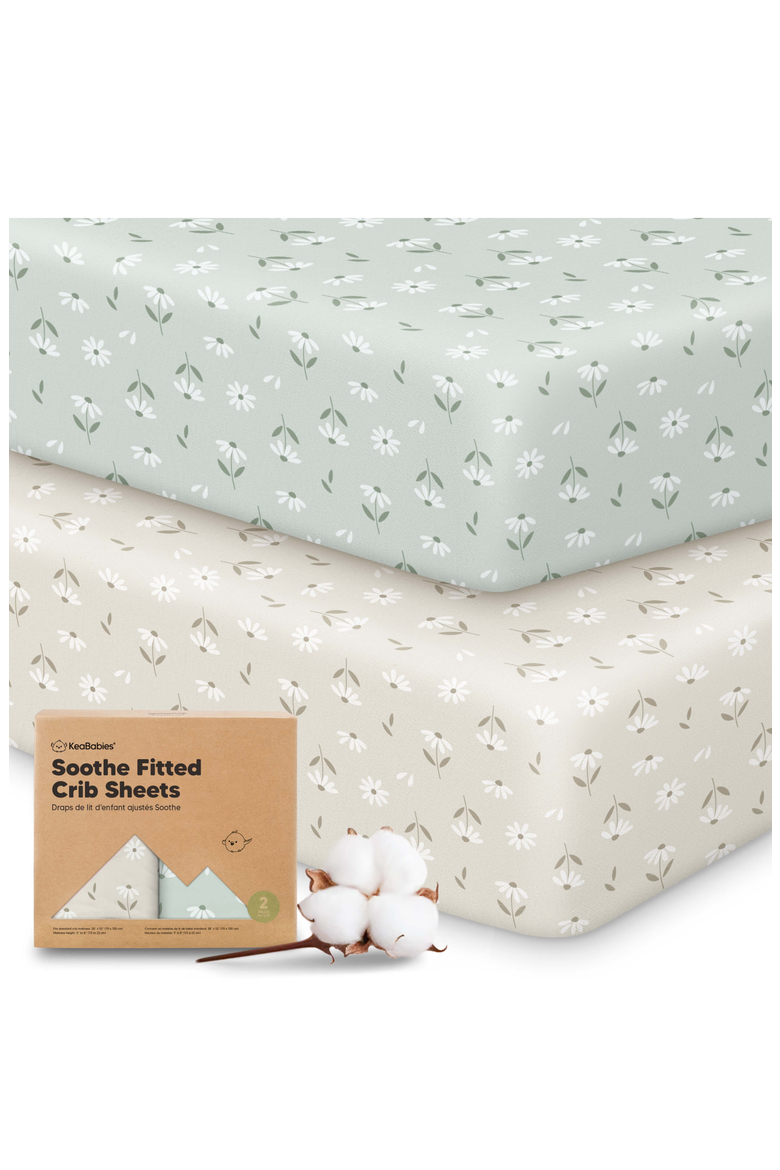 Soothe Fitted Crib Sheets, Main, color, Daisies