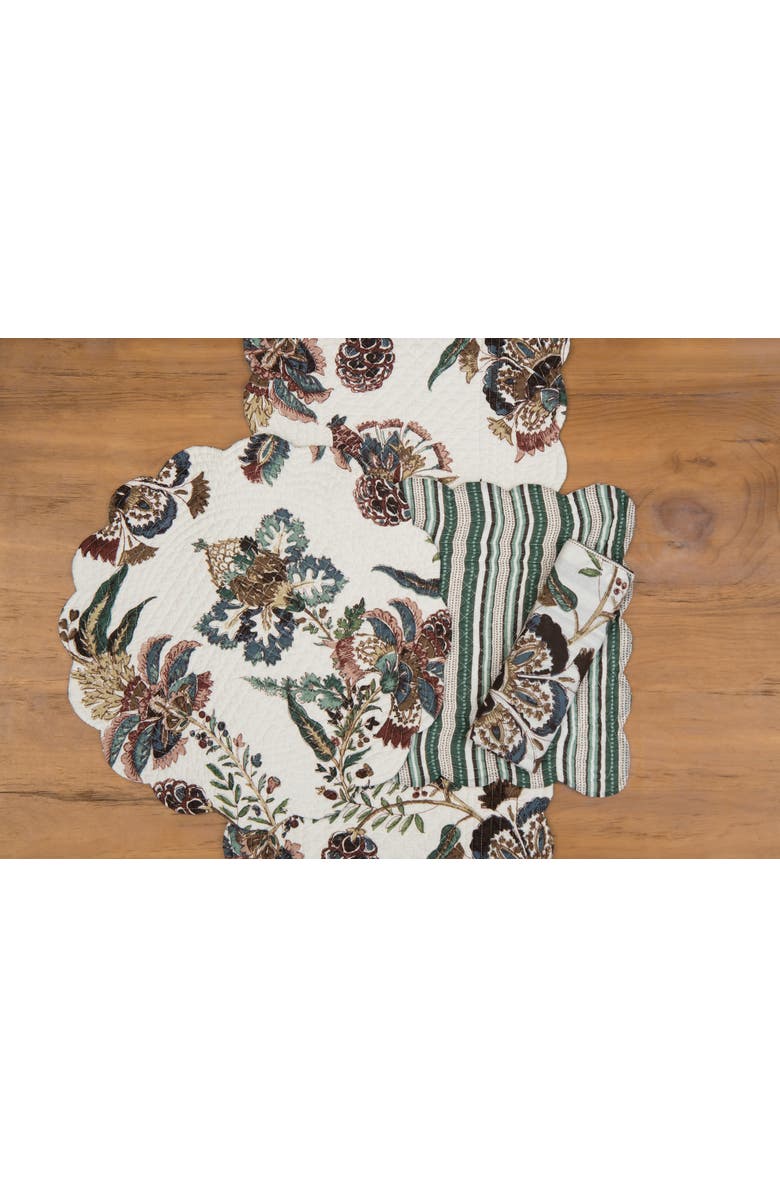 C&F Home Braelyn Abstract Botanical Quilted Table Runner 14" x 51", Alternate, color, White