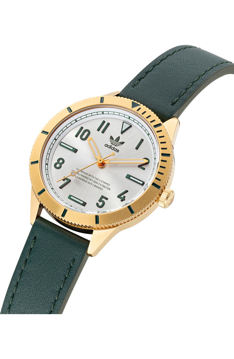 adidas Edition Three Leather Strap Watch, 36mm, Alternate, color, 