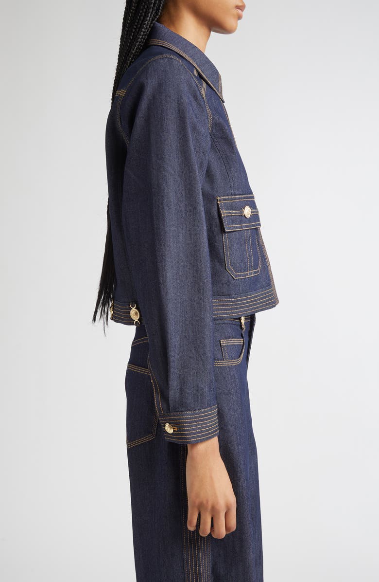 Cinq à Sept Lydie Crop Denim Jacket, Alternate, color, Indigo