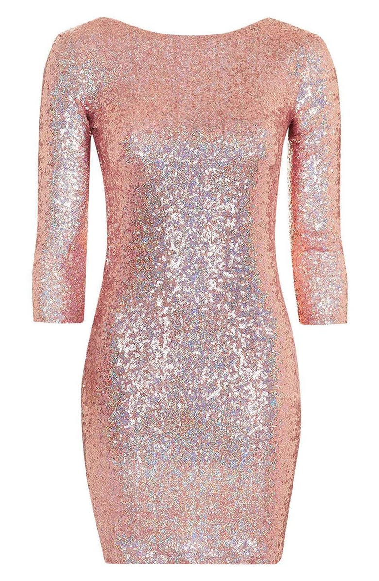 Topshop Sequin Body-Con Minidress, Alternate, color, 