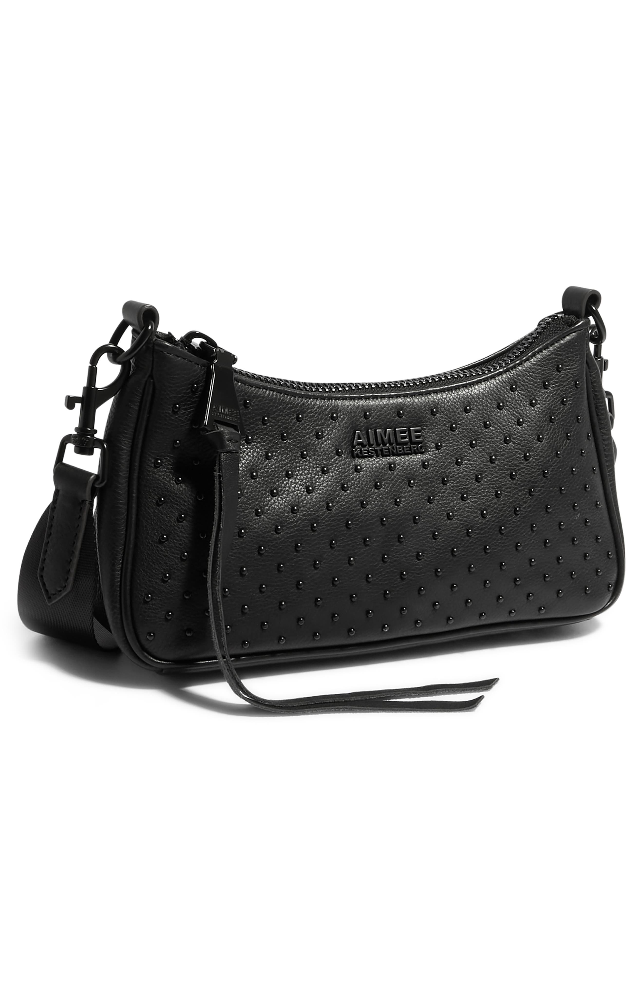 Kestenberg Topaz Leather Crossbody with Pouch, Alternate, color, BLACK WITH SHINY BLACK STUDS