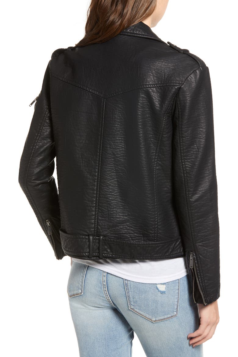 Camaro Faux Leather Jacket, Alternate, color, BLACK