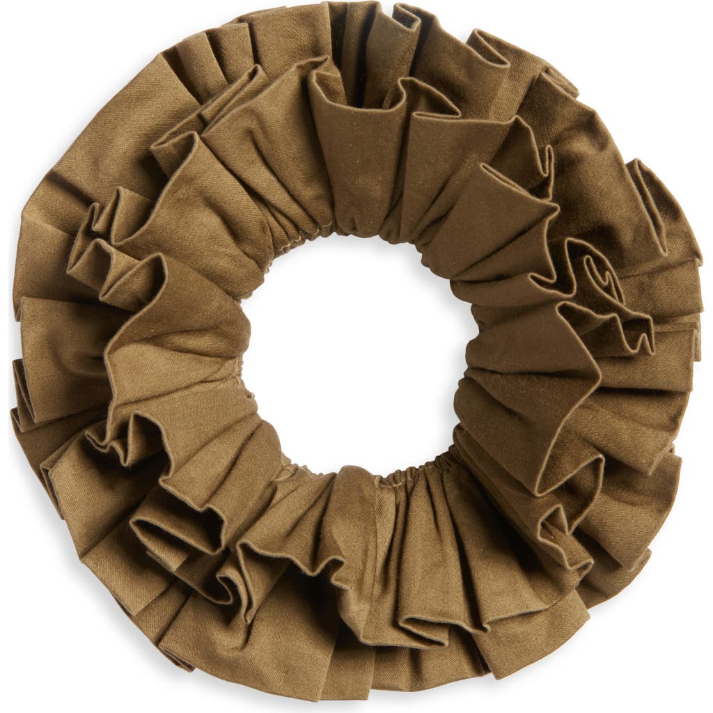 Damson Madder Garter Ruffle Scrunchie In Brown