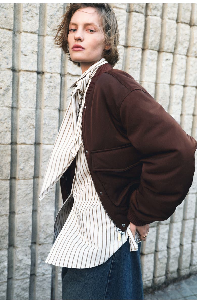 H&M Shirt With Scarf, Alternate, color, White/Striped