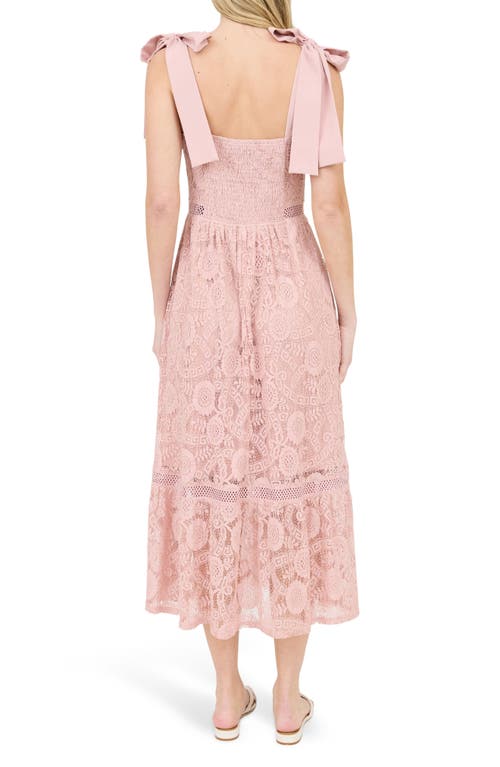 BLU PEPPER BLU PEPPER TIE SHOULDER LACE MIDI DRESS