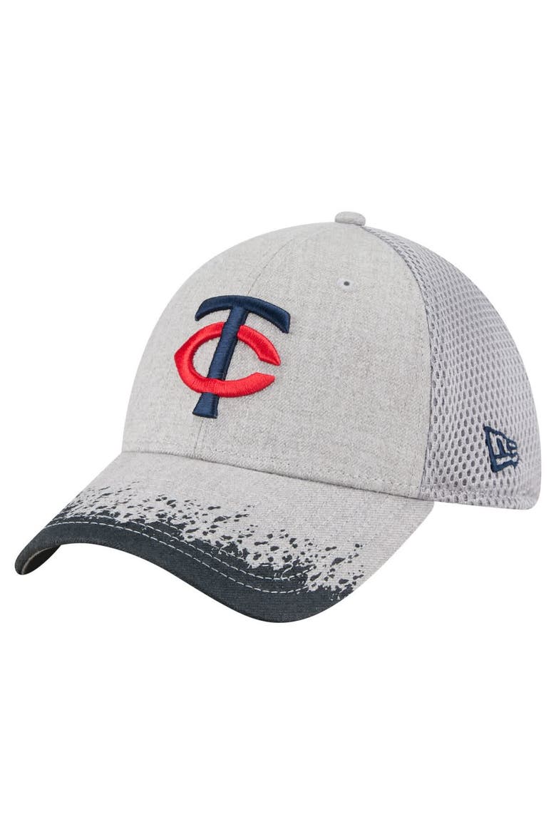 Men's New Era Gray Minnesota Twins Visor Paint Splatter 39THIRTY Flex Hat, Main, color, Gray