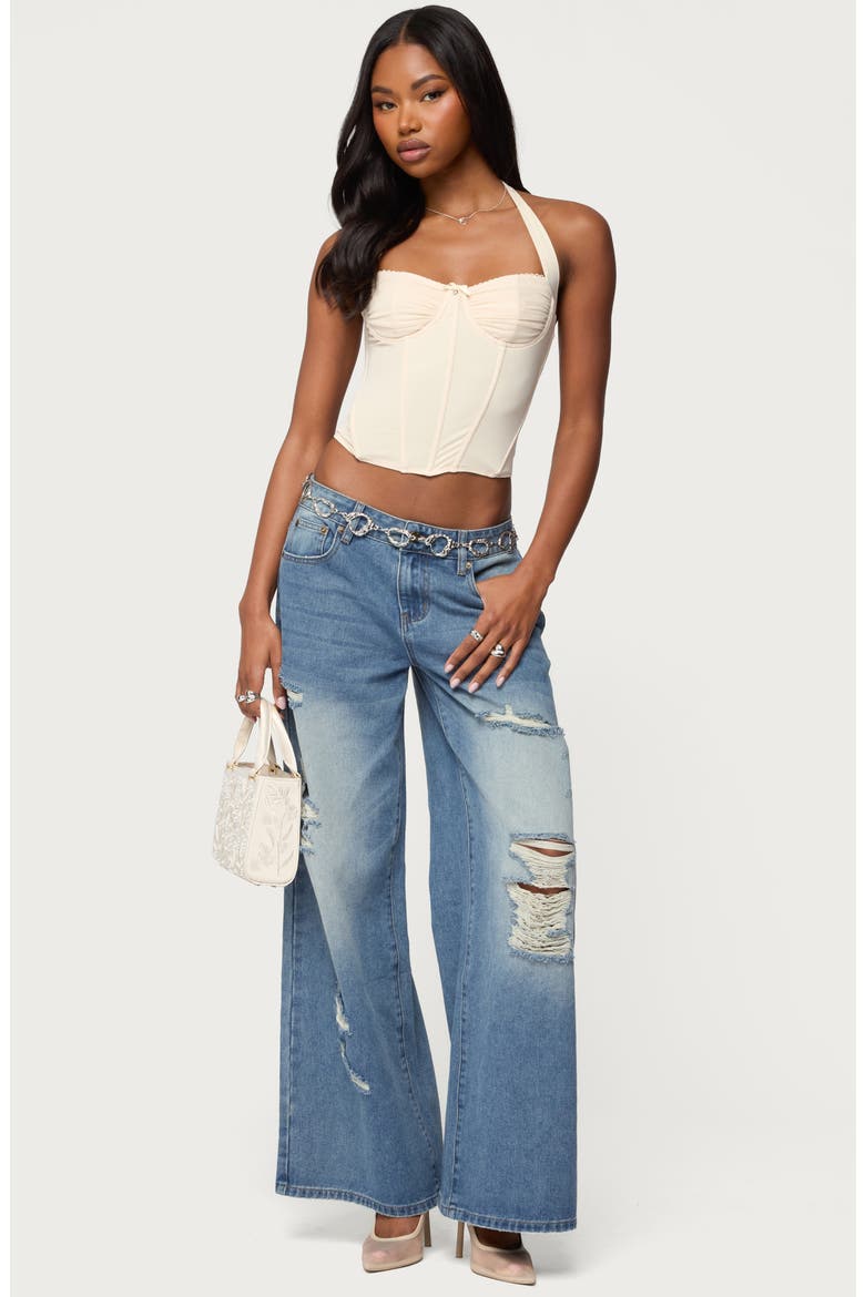 Frye Distressed Low Rise Jeans, Alternate, color, BLUE-WASHED