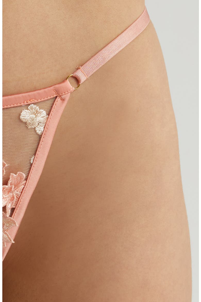 Embroidered Mesh G-String, Alternate, color, PEACHY PINK