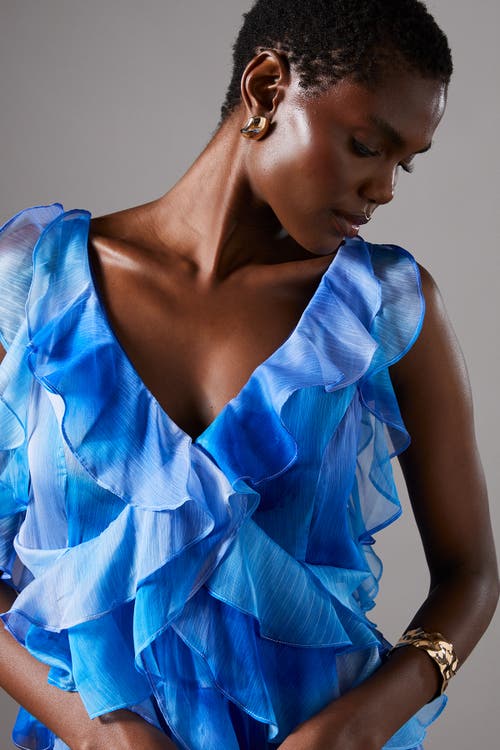 Coast Sleeveless V-neck Chiffon Maxi Dress In Blue