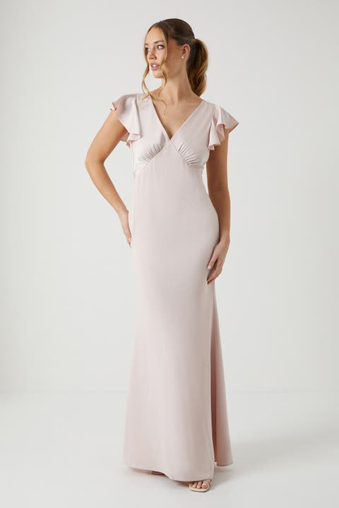 V-Neck Angel Short Sleeve Maxi Dress