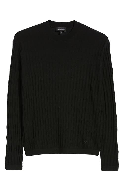 Emporio Armani Tonal Diamond Wool Sweater In Black