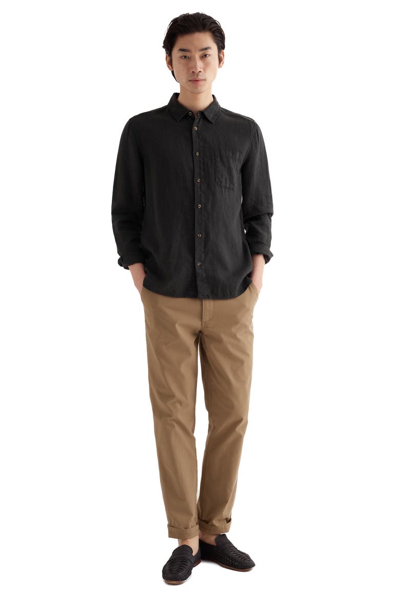 Curator Linen Button-Up Shirt, Alternate, color, ONYX