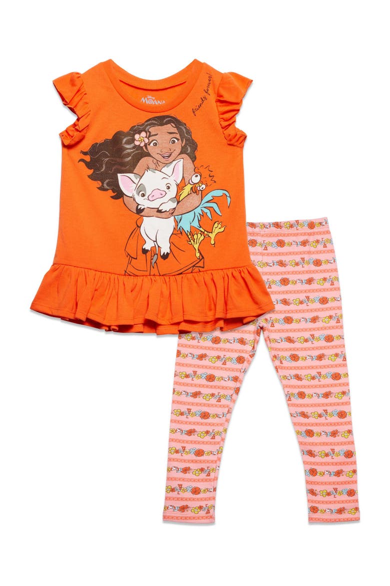 Moana T-Shirt & Leggings Set, Main, color, Coral