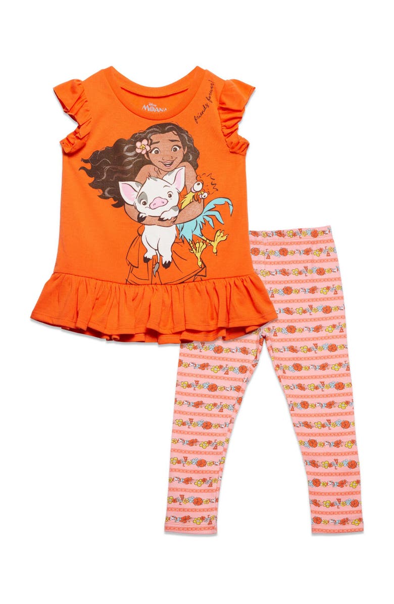 Disney Moana T-Shirt & Leggings Set, Main, color, Coral