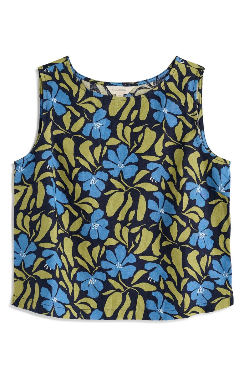 Seasalt Cornwall Colour Study Boxy Linen Tank, Alternate, color, Leafy Floral Maritime
