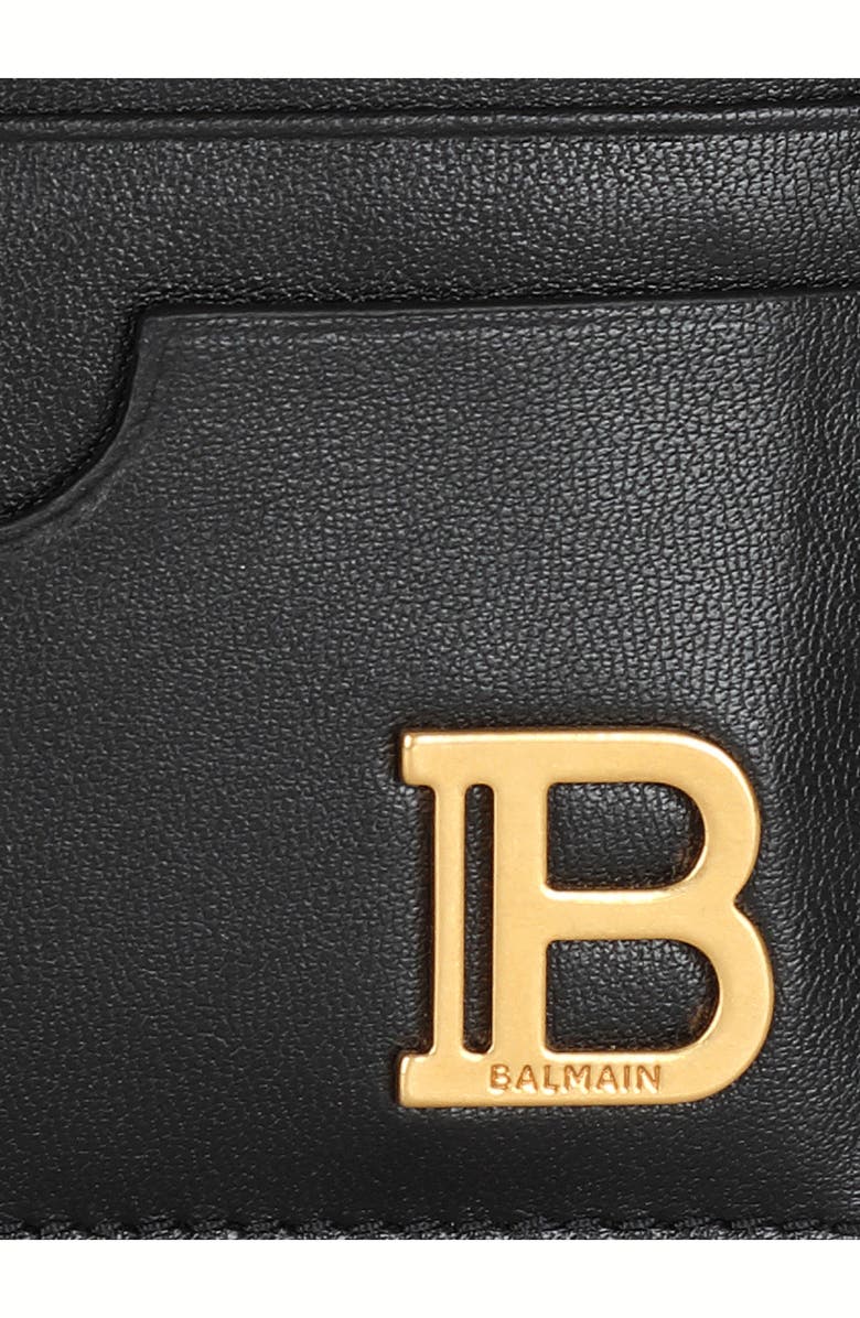Balmain B-Buzz Calfskin Leather Card Case, Alternate, color,